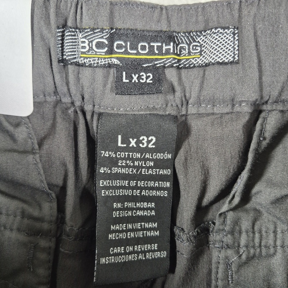 BC Clothing Convertible Cargo Pants Men's Large 32" Inseam Gray Hike Outdoor NWT - Picture 7 of 9